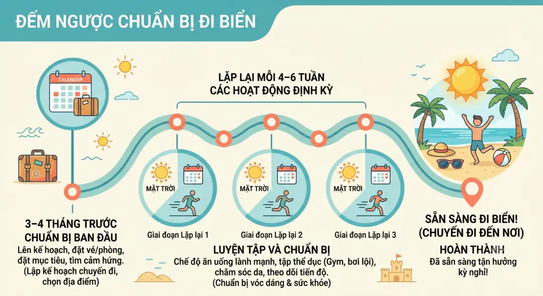 Lịch trình đếm ngược chuẩn bị triệt lông để da mịn kịp đi biển