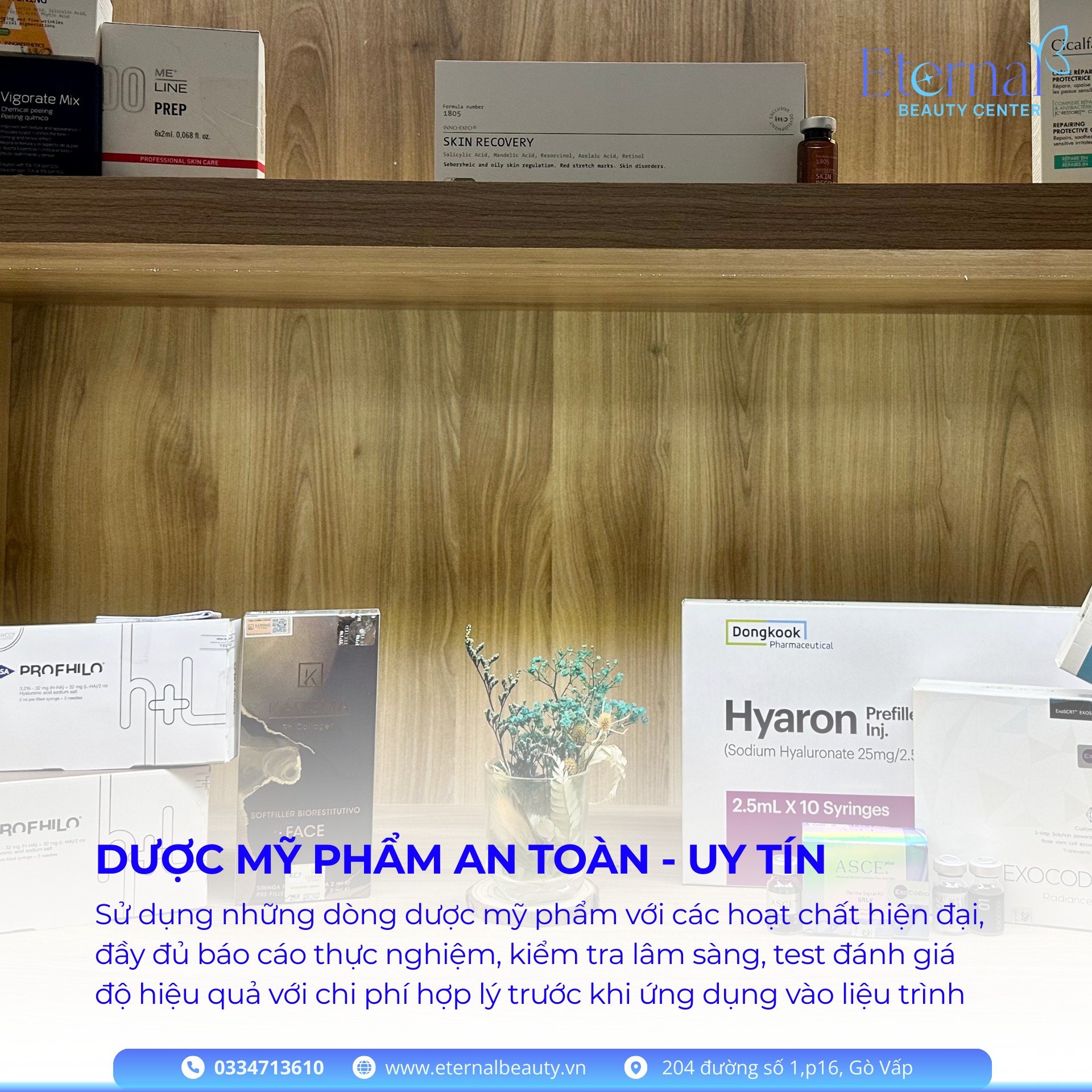 Sử dụng dược mỹ phẩm an toàn trong quy trình lấy mụn tại Eternal Beauty Center