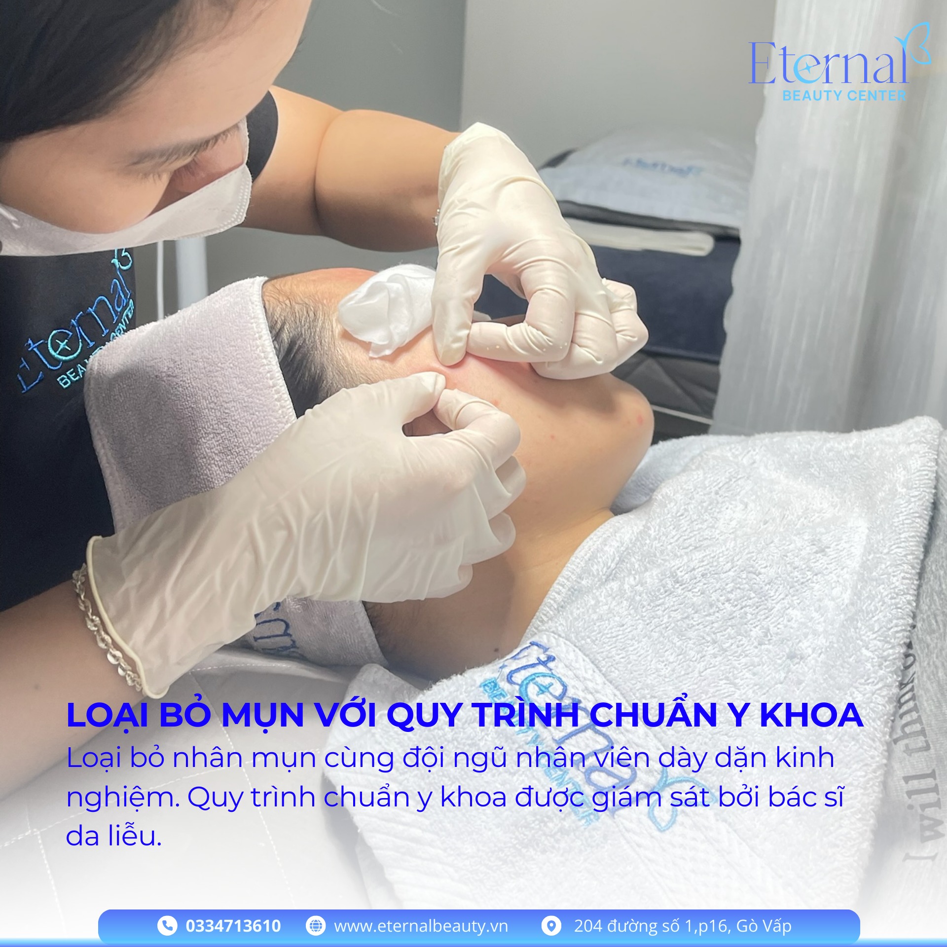 Đội ngũ kỹ thuật viên lấy mụn chuẩn y khoa tại Eternal Beauty Center